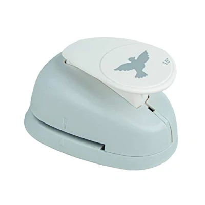 Image de Rayher 89857000 perforatrice fantaisie: colombe, perforeuse papier en plastique, scrapbooking idéale pour papier/carton de jusqu™à 200 g/m2, à˜ 3,81 cm, (1,5&quot;), blister LS 1pièce, orange/gris