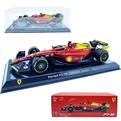 Afbeelding van HTLNUZD Bburago 1/24 2023 F1 75#16 Leclerc voor Ferrari 75e verjaardag legering formule One Racing Car spuitgieten collectie voertuigen model om te verzamelen