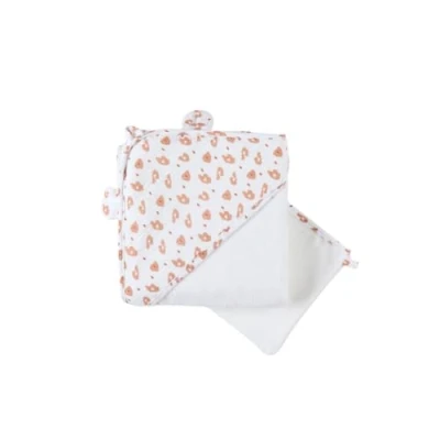 Afbeelding van NOUKIE&#039;S Badstof badset Badcape + handschoen Babou &amp; Kendi Terracotta