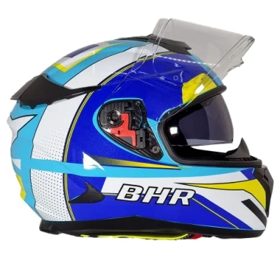 Afbeelding van BHR 813 RACE integraalhelm met dubbel vizier, ECE goedgekeurde zonnevizier, motorhelm voor mannen/vrouwen, blauw/wit, L