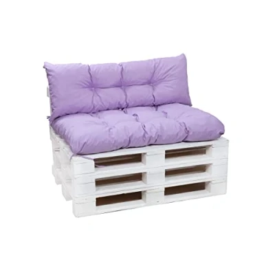 Afbeelding van Setgarden® set tuinmeubelkussens van pallets, rugleuning en zitkussens, tuinkussens, vele kleuren maten, lichtpaars, 120 x 60 cm + kussens