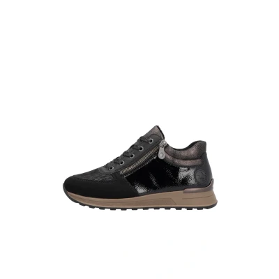 Afbeelding van Rieker N1407 Enkellaarzen voor dames, zwart.