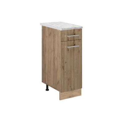Afbeelding van Vicco Keukenonderkast R Line, Artisanaal eiken/Krachtige eik goud, 30 cm WB Marmer