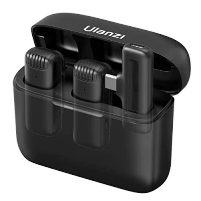Afbeelding van Ulanzi J12 Draadloze smartphone microfoon USB C met oplaadbox Voor iPhone 15, Xiaomi, Oppo, Vivo en telefoon/tablet poort Zwart
