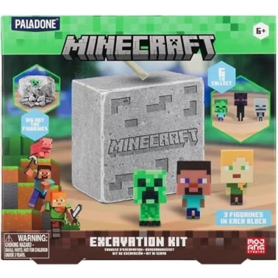 Afbeelding van Paladone Minecraft Officieel gelicentieerde opgravingsset voor kinderen Speeldecoratie en cadeau jongens meisjes Inclusief 3 iconische figuren Interactief begrafenisspeelgoed