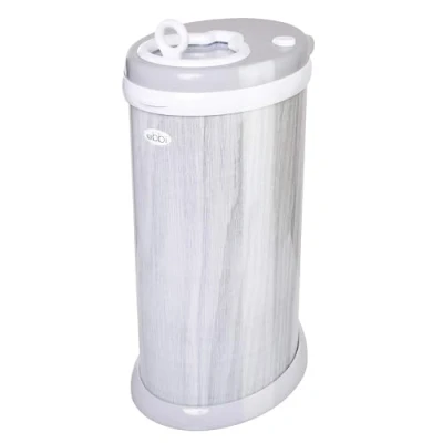 Afbeelding van Ubbi 10029 luieremmer, geurloos, van staal, met schuifdeksel en veiligheidssluiting, grijs houtachtige nerf, 2,35 kg
