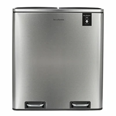 Image de Les Collectors Poubelle de Tri à pédale Inox brossé N904 Capacité 60 L, 2 compartiments 30 Résistante, Cuisine, Seaux Amovibles, Recyclage, sélectif, Fermeture Couvercle silencieuse