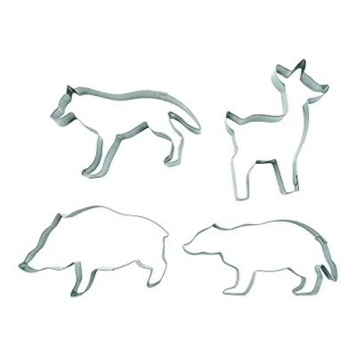 Afbeelding van BekkiB 880751 4 stuks uitsteekvormpjes bosdieren hert, wolf, das en wilde zwijn