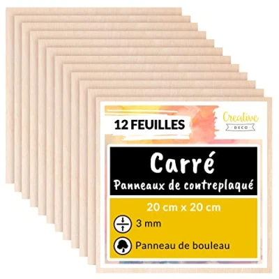 Afbeelding van Creative Deco 10 stuks 30x30cm Multiplex Platen Vierkant 200 x 3 mm (+/ 0.5 mm) Baltische Berkenhoutlaag Perfect voor Pyrografie, Lasersnijden, CNC router, Modellering, Fretwerk, Rolzaag