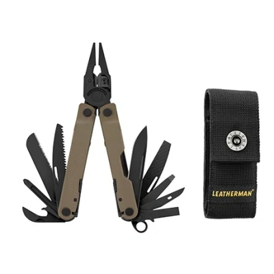 Afbeelding van Leatherman Rebar Multifunctionele tang met 17 vergrendelbare gereedschappen, veelzijdig gereedschap voor knutselen en kamperen, gemaakt in de VAE roestvrij staal, coyote bruin, inclusief nylon