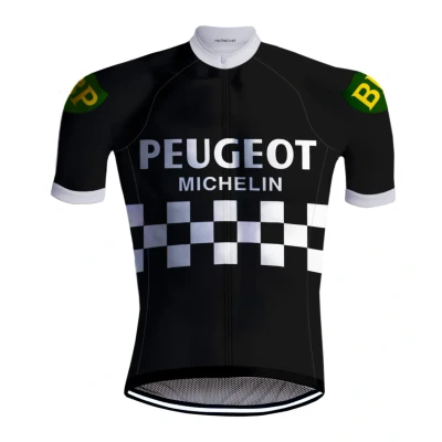 Afbeelding van Retro Wielershirt Peugeot Zwart/Wit REDTED