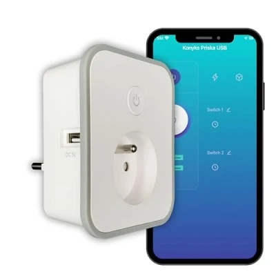 Afbeelding van Priska Smart stopcontact USB Konyks WLAN + BT 16 A met 2 stopcontacten verbruiksmeter