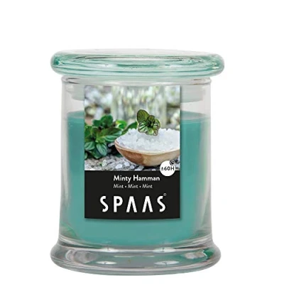 Afbeelding van Spaas Geurglas Xl Minty Hammam Branders Ø90x110 mm Emerald per stuk Ca. 60 H