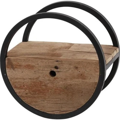 Afbeelding van Industrieel ronde wandrek hout en metaal Liv 50 cm
