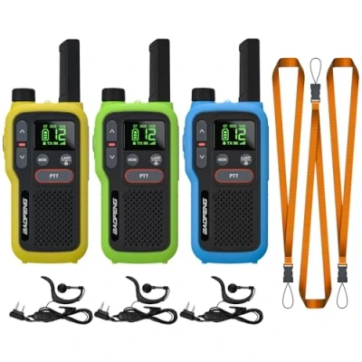 Afbeelding van BAOFENG GT 18 Walkietalkie voor kinderen, PMR446, radio zonder licentie, oplaadbare walkietalkie, lang bereik, 1500 mAh batterij, dubbele PTT, 16 kanalen, vegen, zaklamp camping, verpakking van 3