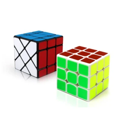 Afbeelding van Magic Cube Pack 3x3 Wit Fluor Kleuren + Diagonale Kubus Zwart Yong Jun kubussen, 3D Sequentie Puzzel Speelgoed voor Kinderen en Volwassenen. Snelheid Puzzel. Afgeronde hoeken.