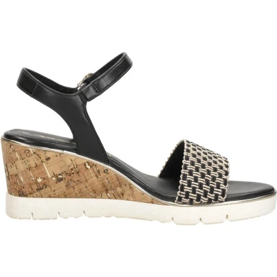 Afbeelding van Tamaris HAK Sandalen met plateauzool, Dames, Maat: 38, Zwart Kunststof/ textiel