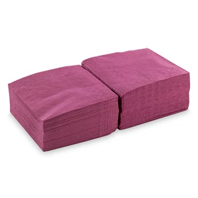 Afbeelding van Morigami Servetten, klein, 2 Laags, 1/4, 100 Stuk, effen afwerking met bourgondisch rood rand
