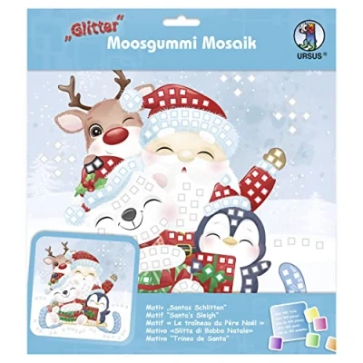 Afbeelding van Ursus 8420021 mozaïekkleur schuimrubber glitter &quot;De slee van de kerstmans&quot; met standaard ca. 25 x cm