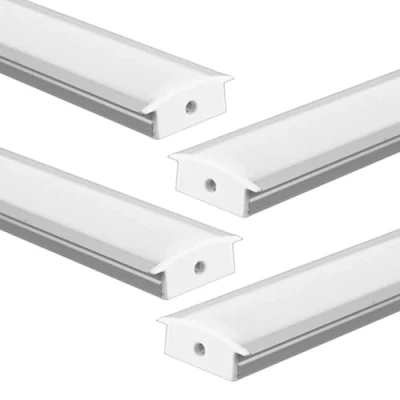 Afbeelding van Jandei 4 x aluminium profielen 1 meter voor het installeren van ledstrips in groeven, vloeren, muren. Doorschijnende afdekking. Complete set, inclusief eindkappen (23,3 mm 9,7 geïntegreerd)