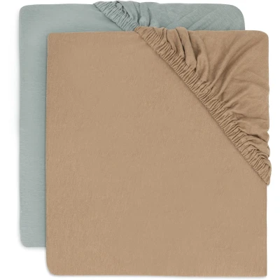 Afbeelding van Jollein Hoeslaken Jersey 70/75x140/150cm Sea Green/Biscuit 2 Stuks