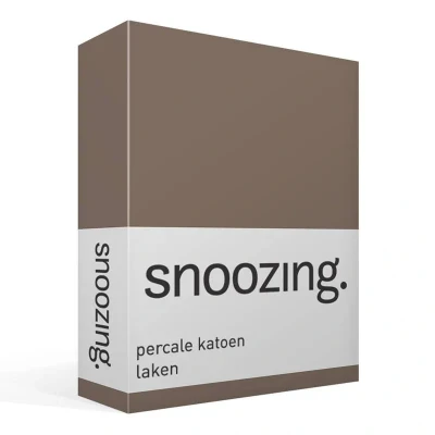 Afbeelding van Snoozing Laken Tweepersoons Percale katoen 200x260 cm Bruin
