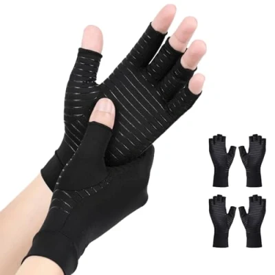 Afbeelding van AovYoo 2 paar artrose handschoenen met koper, compressiehandschoenen voor reuma, artritis, peesontsteking, reumatische pijnverlichting, carpaal tunnelsyndroom (M)