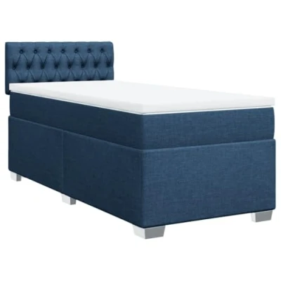 Afbeelding van vidaXL Boxspring met matras stof blauw 90x200 cm