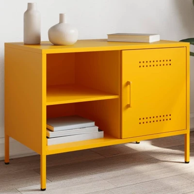 Afbeelding van Tv meubel 68x39x50,5 cm staal mosterdgeel