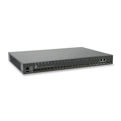 Afbeelding van LevelOne 28 Port Stackable L3 Lite Managed Gigabit Fibre Switch 2 x SFP/RJ45 Combo SFP+ 10 Gig... (28 Havens), Netwerkschakelaar, Grijs
