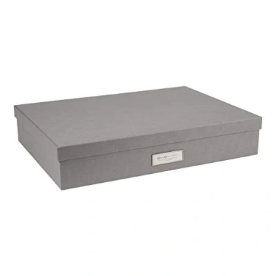 Afbeelding van BIGSO BOX OF SWEDEN SVERKER Documentenbox A3 Bureau organizer met deksel en handvat Opbergdoos van vezelplaat papier Grijs