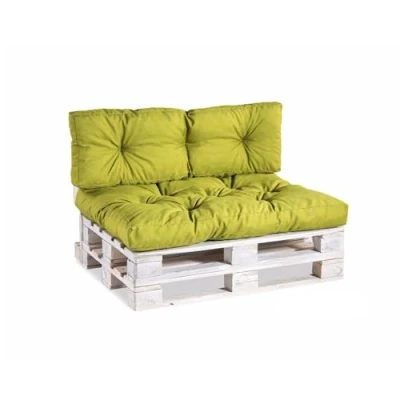 Afbeelding van gewatteerde palletkussens, tuinkussens, kussens, kussensets, zitkussen, rugkussen (set zitkussen 120 x 80 + 40, limoen)