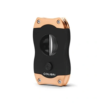 Afbeelding van Sigarenknipper Colibri V Cut zwart rosé goud