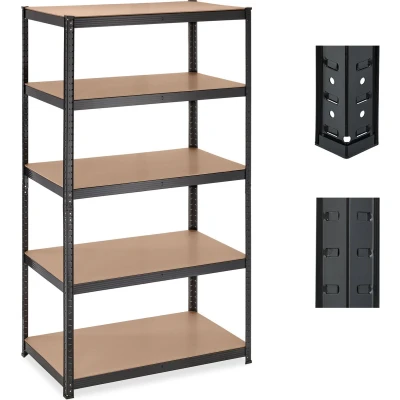 Afbeelding van Relaxdays Rek voor zware lasten, 180 x 100 60 cm (h b d), belastbaar tot 1250 kg, 5 legplanken, insteekbaar, kelder, garage, staal, zwart
