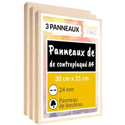 Afbeelding van Creative Deco 3 x A4 multiplex plaat 24mm 300 210 mm berken laser geschikt dun hout blanks perfecte voor lasergraveren, lasersnijden, fretwork, pyrografie, CNC router