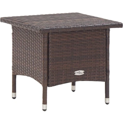 Afbeelding van Theetafel 50x50x47 cm poly rattan bruin
