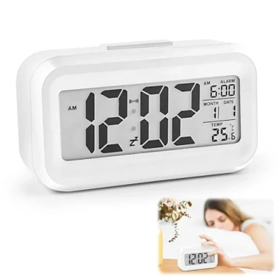 Afbeelding van VFANDV Réveil numérique électronique Table de chevet avec grand affichage LED Fonctionne piles voyage fonction snooze température pour la
