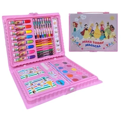 Afbeelding van Kleurset voor kinderen, 52 delig, aquareltekenset, markers, pastel, cadeau idee (prinsessen)
