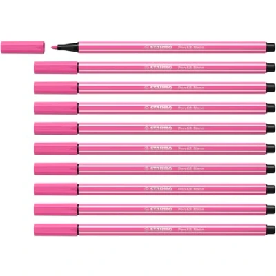 Afbeelding van STABILO Pen 68 viltstiften, medium punt, neonroze (68/056), 10 stuks