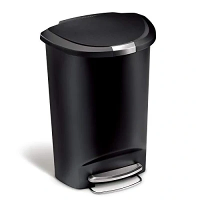Afbeelding van Simplehuman Semi Round Prullenbak 50 l Kunststof Zwart