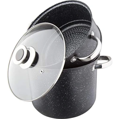 Afbeelding van Kamberg 0008122 Couscous pan/stoompan 3 in 1, diameter 24 cm, 8 l, hoogwaardig roestvrij staal, voor alle fornuizen, ook inductiekookplaten, steencoating, zonder PFOA