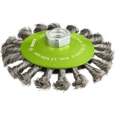 Image de BOSCH 2608622109 brosse inclinée avec fil torsadé 115 mm M14 acier inoxydable