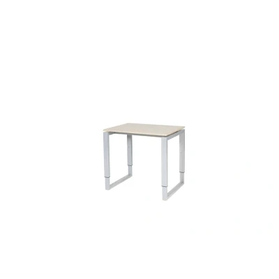 Afbeelding van Domino Plus bureau, hoogte instelbaar (62 85cm) met 80x60cm &#039;zwevend&#039; robson eiken 25mm blad en aluminium (RAL9006) O poot frame