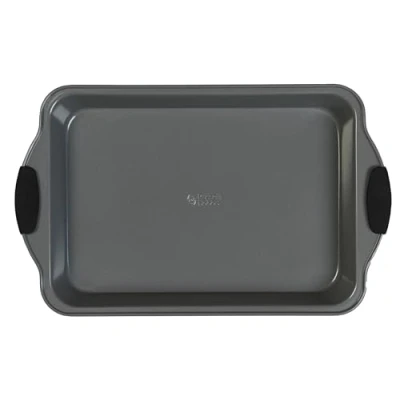 Afbeelding van Russell Hobbs RH01969EU Pearlised braadpan met antislip handgrepen van siliconen, rechthoekig, anti aanbaklaag, koolstofstaal, 40 cm, zonder PFOA, ovenbestendig tot 200 C