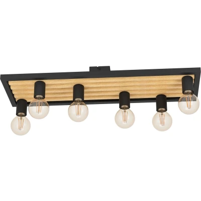 Afbeelding van EGLO Consett Plafondlamp E27 78 cm Hout/Staal Zwart/Bruin