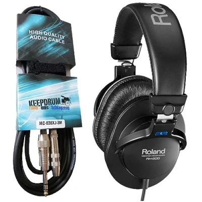 Afbeelding van Roland Monitorhoofdtelefoon RH 200 zwart + Keepdrum verlengkabel
