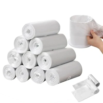 Afbeelding van Sadocom Vuilniszakken, 300 stuks, 30 x 35 cm, vuilniszakken voor mini kantoor, badkamer, auto, afvalzakken levensmiddelen, wit
