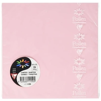 Image de Paquet de 25 cartes simples Pollen 160x160mm Rose 210g