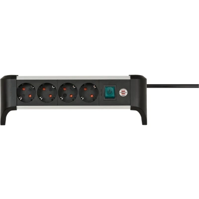 Afbeelding van Brennenstuhl 1391040400 Alu office Line Stekkerdoos 4 sockets Zwart/Zilver Schakelaar 1,8 meter