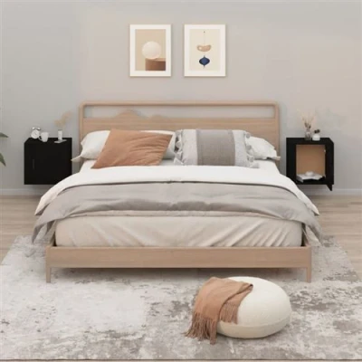 Afbeelding van Nachtkastjes 2 st wandgemonteerd 50x30x47 cm zwart